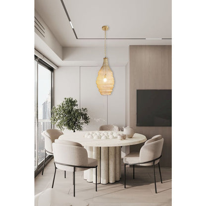 1-Light Gold Pendant With A Chain Basket Shade