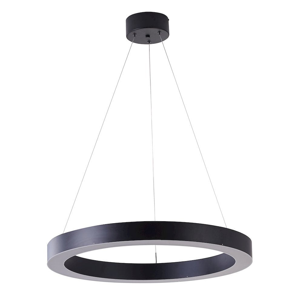 1-Light Matte Black LED Halo Ring Chandelier
