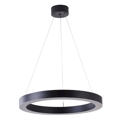 1-Light Matte Black LED Halo Ring Chandelier