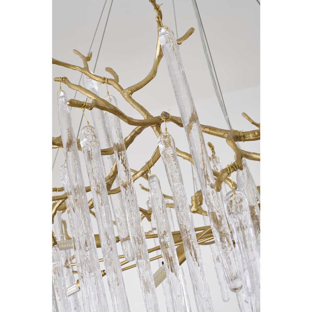 16-Light Brass Aluminum Chandelier With Clear Glass Drop