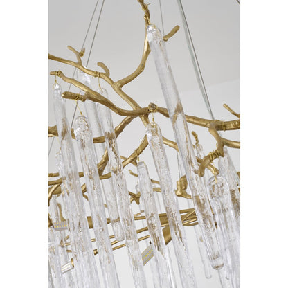 16-Light Brass Aluminum Chandelier With Clear Glass Drop