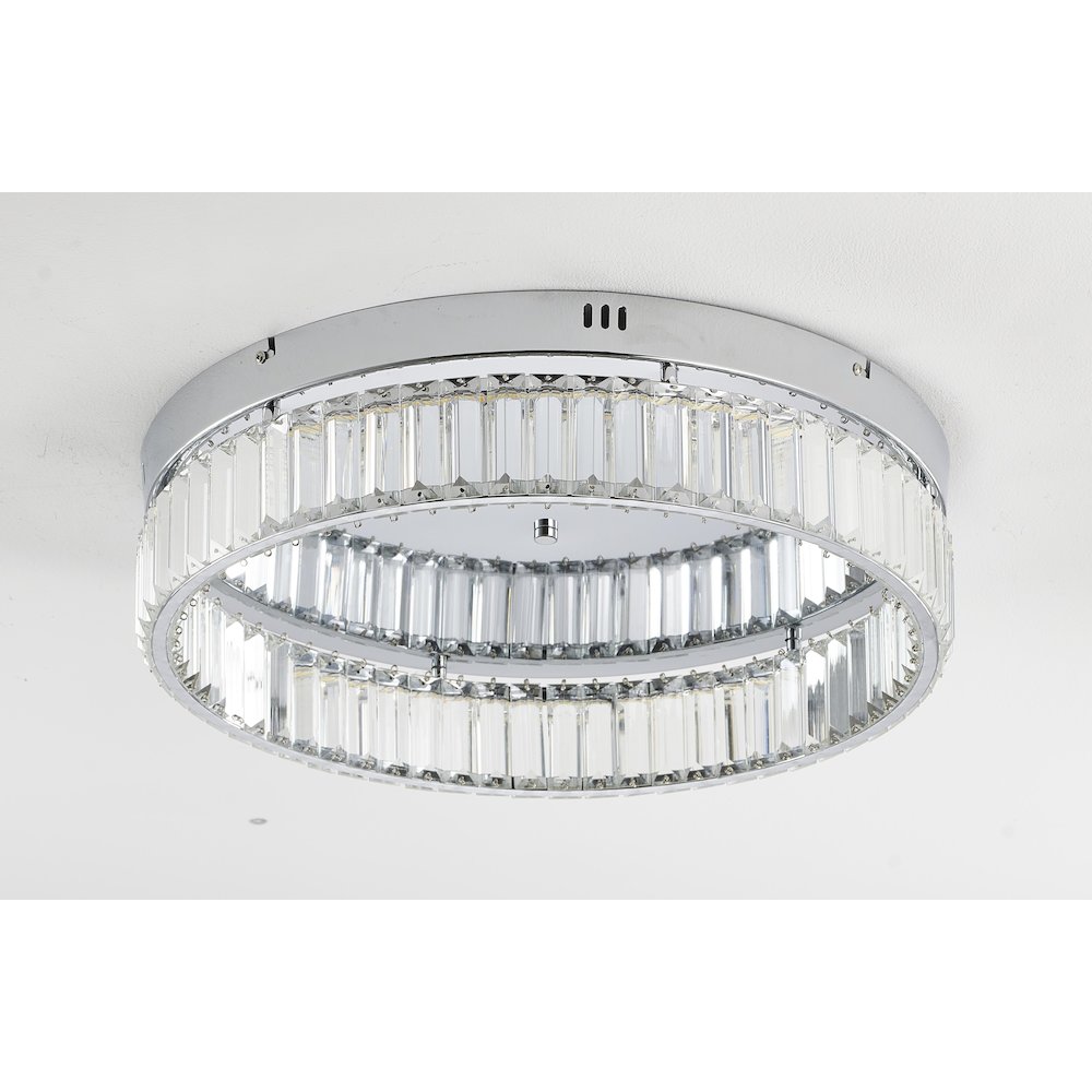1-Light Chrome Dimmable LED Flush Mount With Clear Crystals