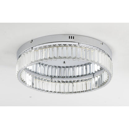 1-Light Chrome Dimmable LED Flush Mount With Clear Crystals