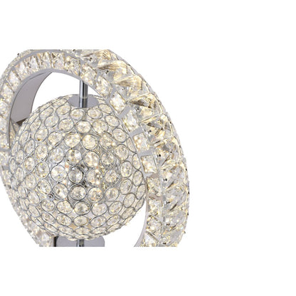 2-Light Chrome ORB Table Lamp With Clear Crystals