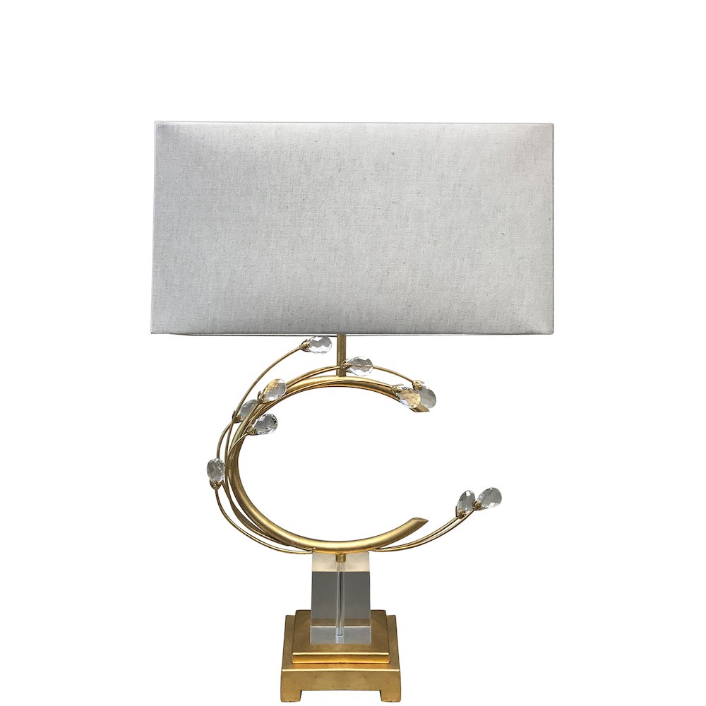 1-Light Antique Gold Table Lamp With Crystal Accents And A Shade