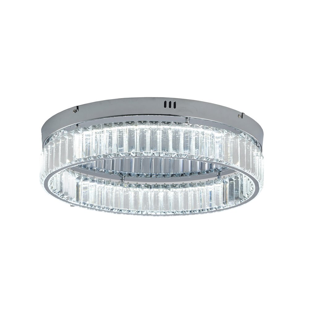 1-Light Chrome Dimmable LED Flush Mount With Clear Crystals