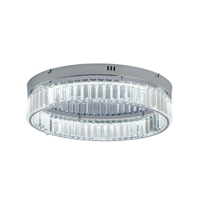1-Light Chrome Dimmable LED Flush Mount With Clear Crystals