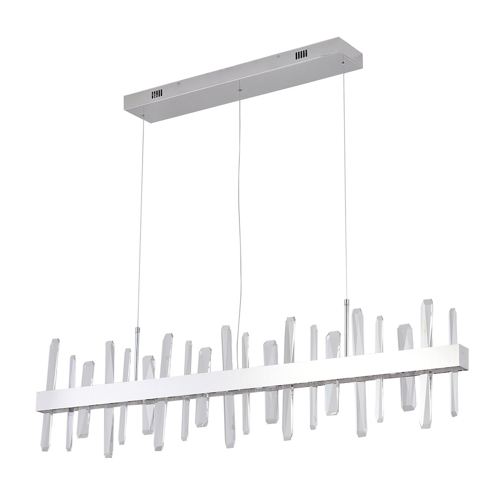 1-Light Chrome Stainless Steel LED Chandelier With Clear Crystals