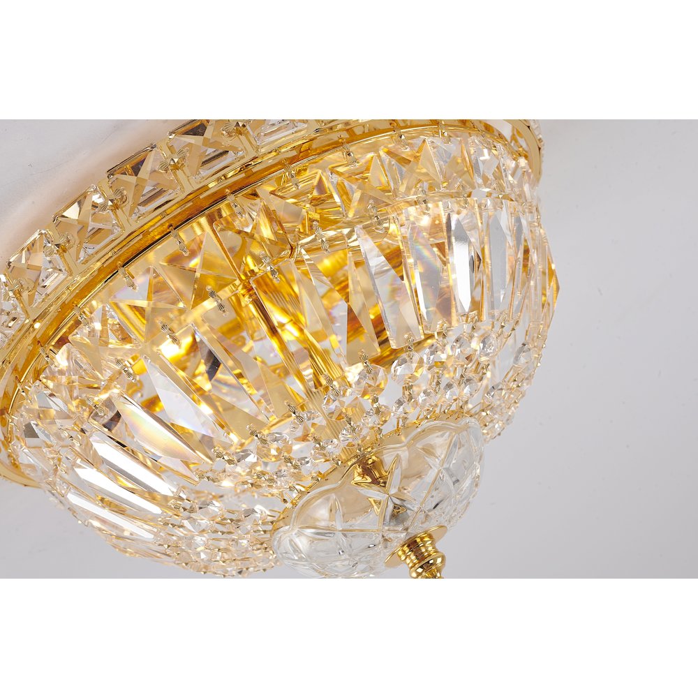 3-Light Gold Flush Mount With Clear Crystals
