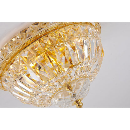 3-Light Gold Flush Mount With Clear Crystals