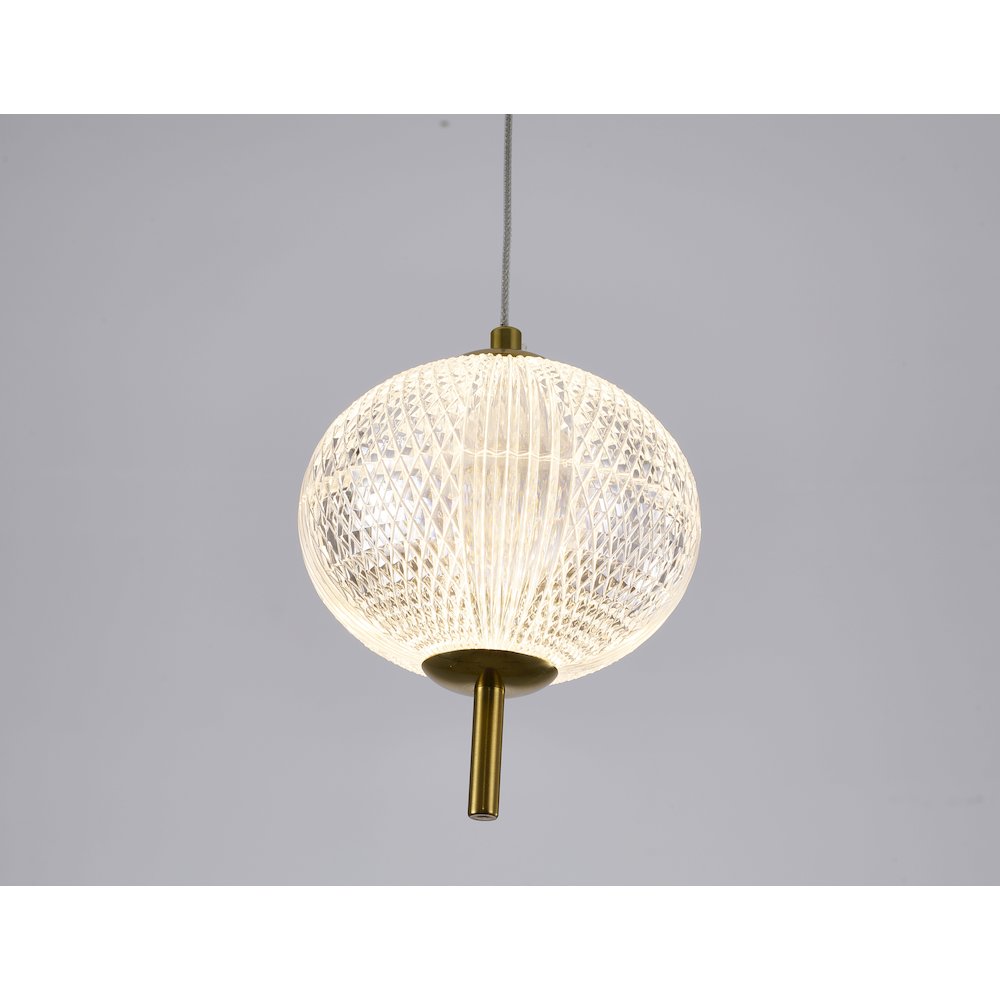 1-Light Brass Dimmable LED Single Pendant With A Clear PC Shade