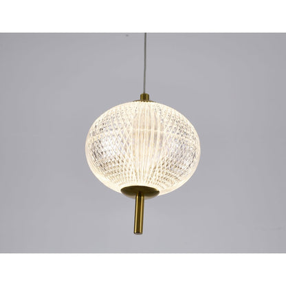 1-Light Brass Dimmable LED Single Pendant With A Clear PC Shade