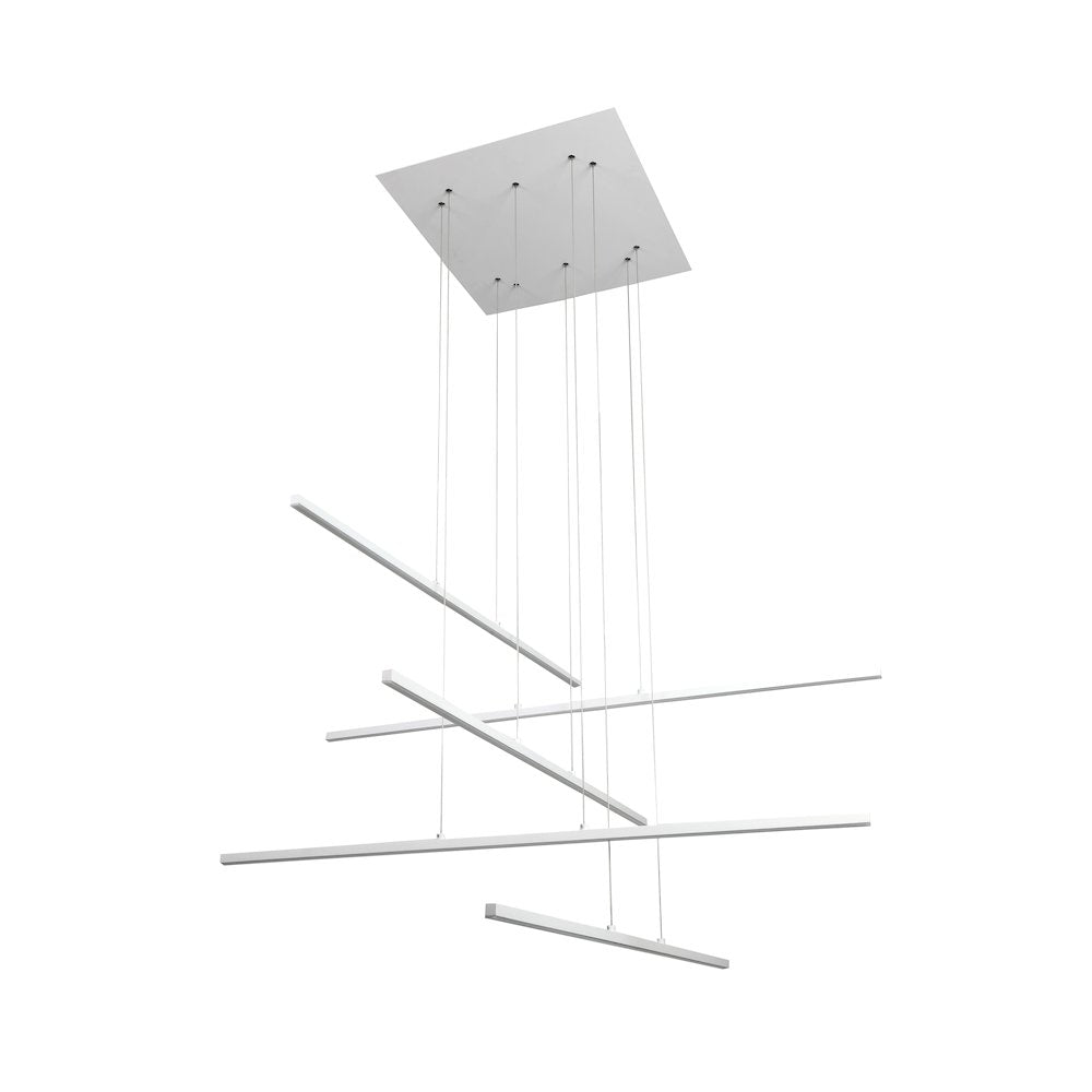 5-Light Matte White Metal LED Chandelier With Selectable LED Color Temperature
