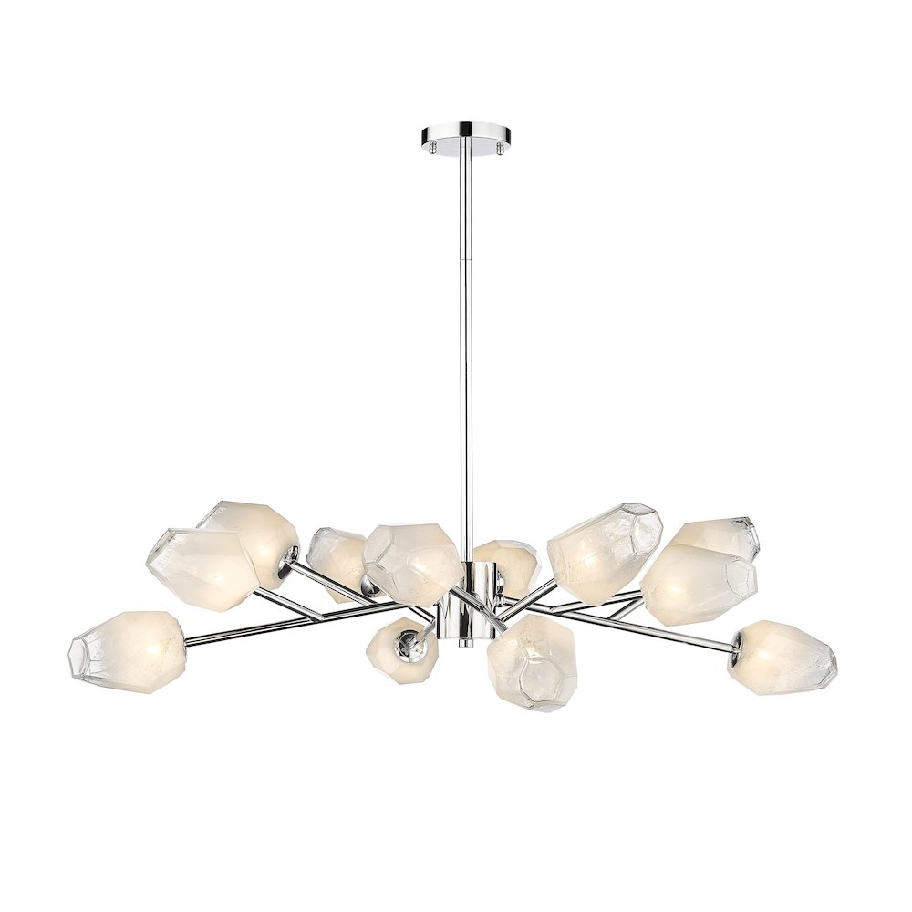 12-Light Chrome Chandelier With White Glass Shades