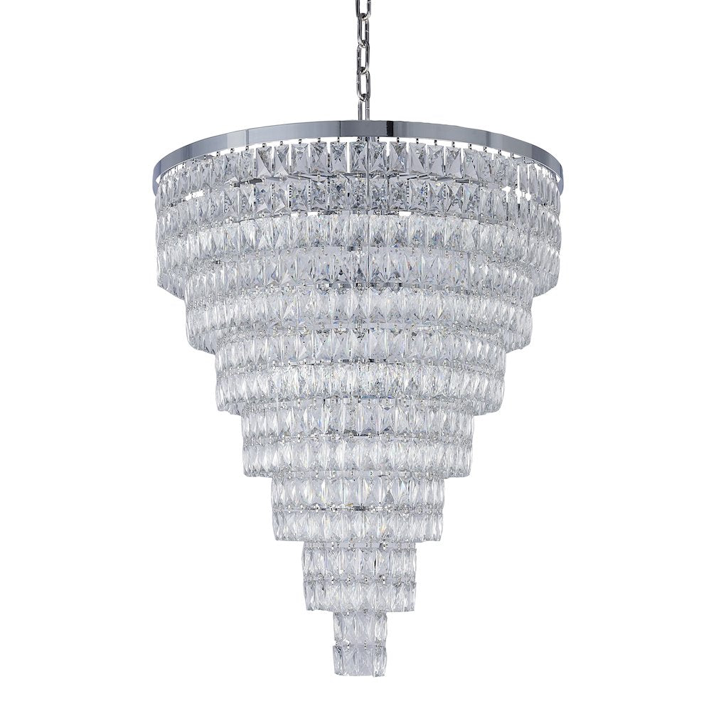 27-Light Chrome Chandelier With Clear Crystals