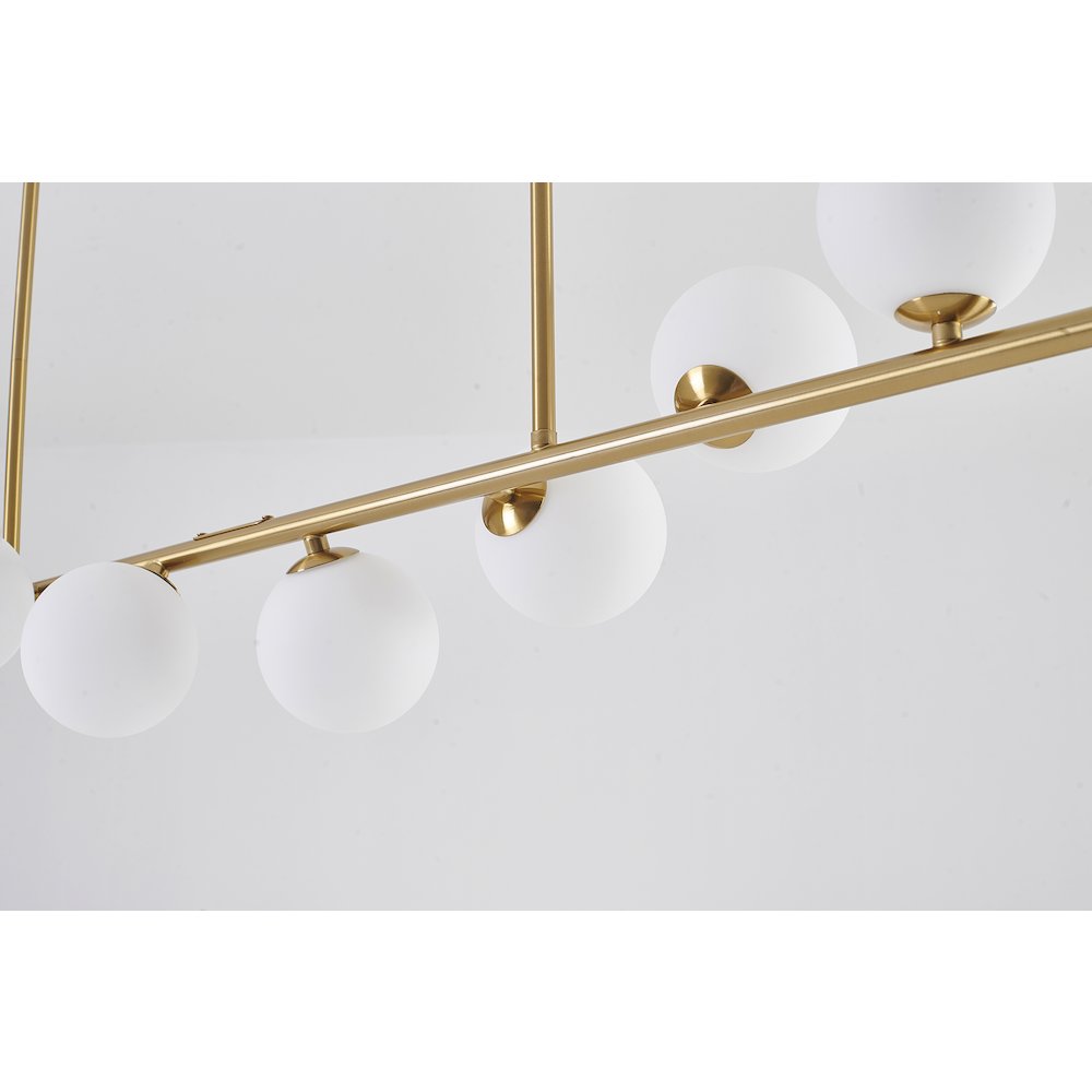 8-Light Copper Metal Chandelier With White Glass Shades