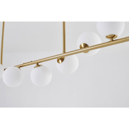 8-Light Copper Metal Chandelier With White Glass Shades