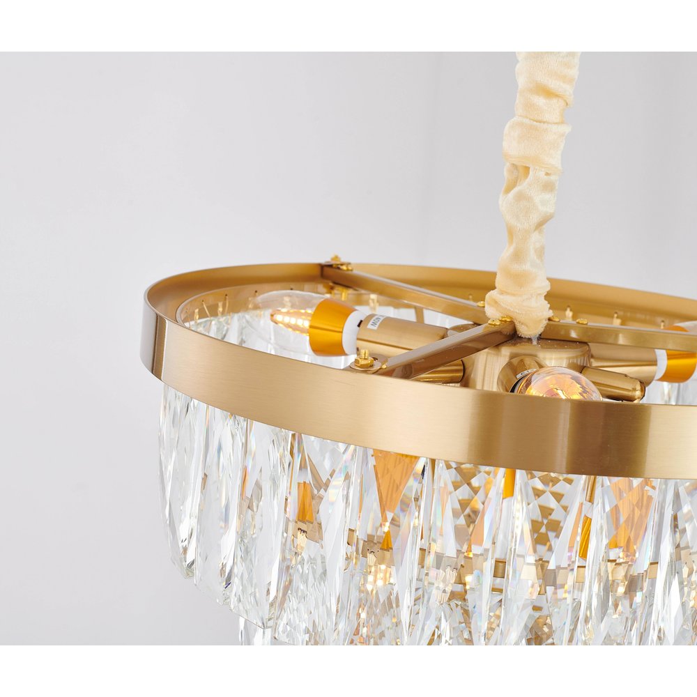 6-Light Gold Metal Chandelier With Clear Crystal
