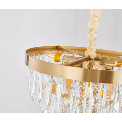 6-Light Gold Metal Chandelier With Clear Crystal
