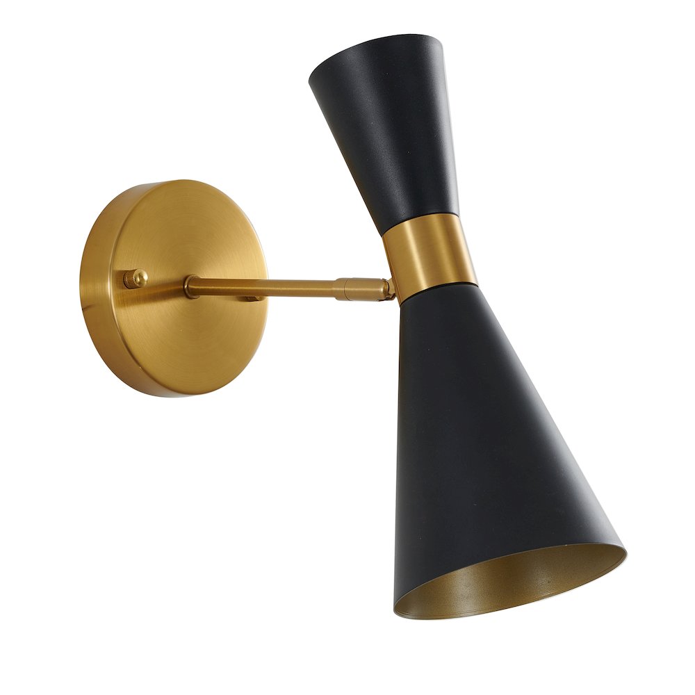 1-Light Gold And Black Wall Sconce With A Shade