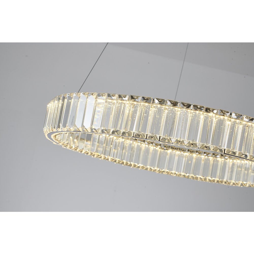 1-Light Chrome LED Chandelier With Clear Crystals