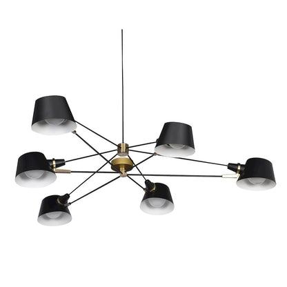6-Light Black Iron Chandelier With Black Aluminum Shades
