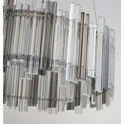 2-Light Chrome LED Chandelier With Clear And Smoke Glass Accents