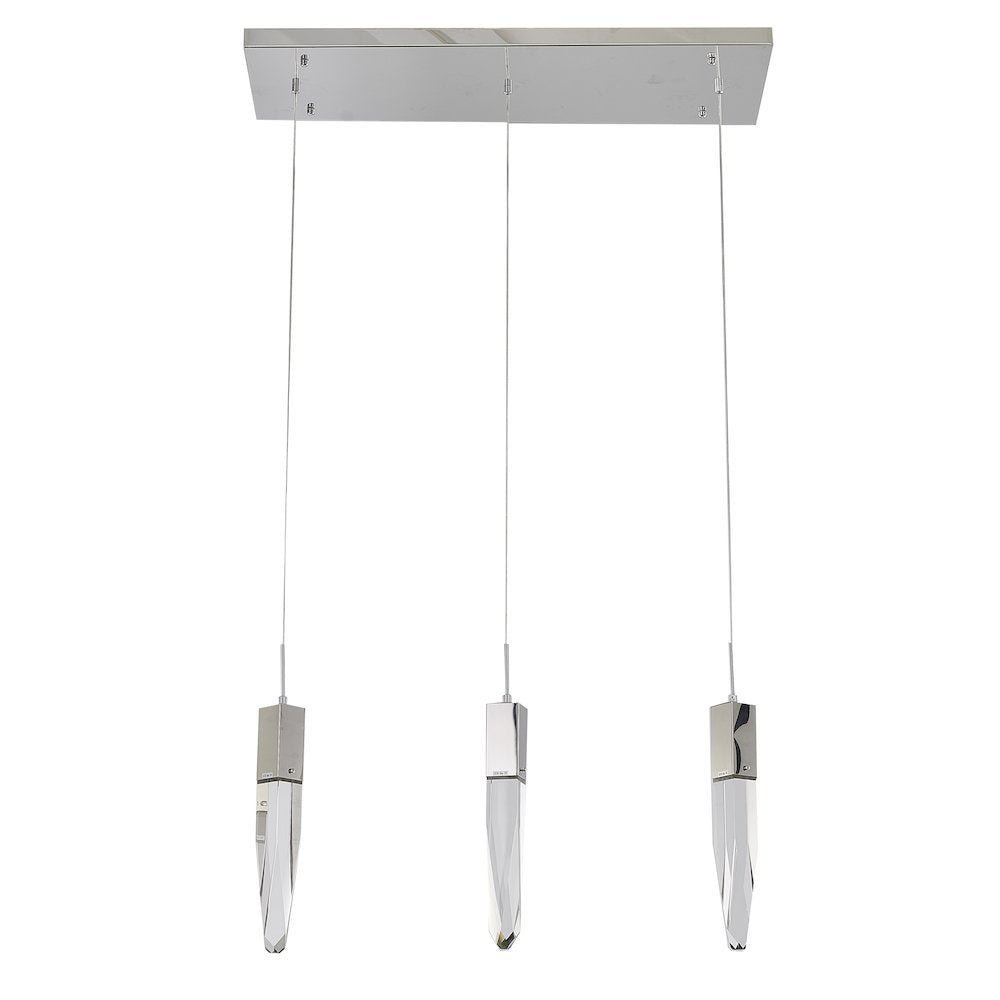 3-Light Chrome Island Lighting With A Clear iceberg Crystal