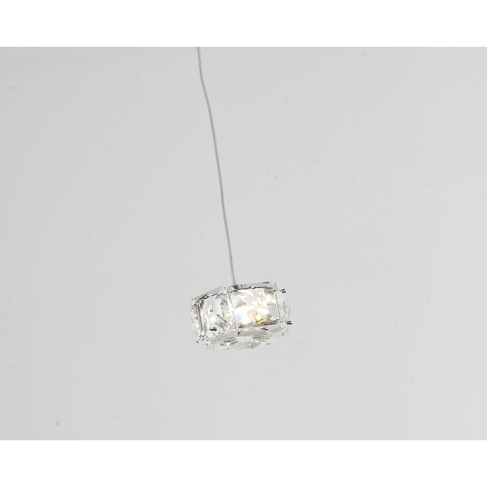 1-Light Chrome LED Pendant With Clear Crystals