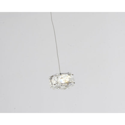 1-Light Chrome LED Pendant With Clear Crystals