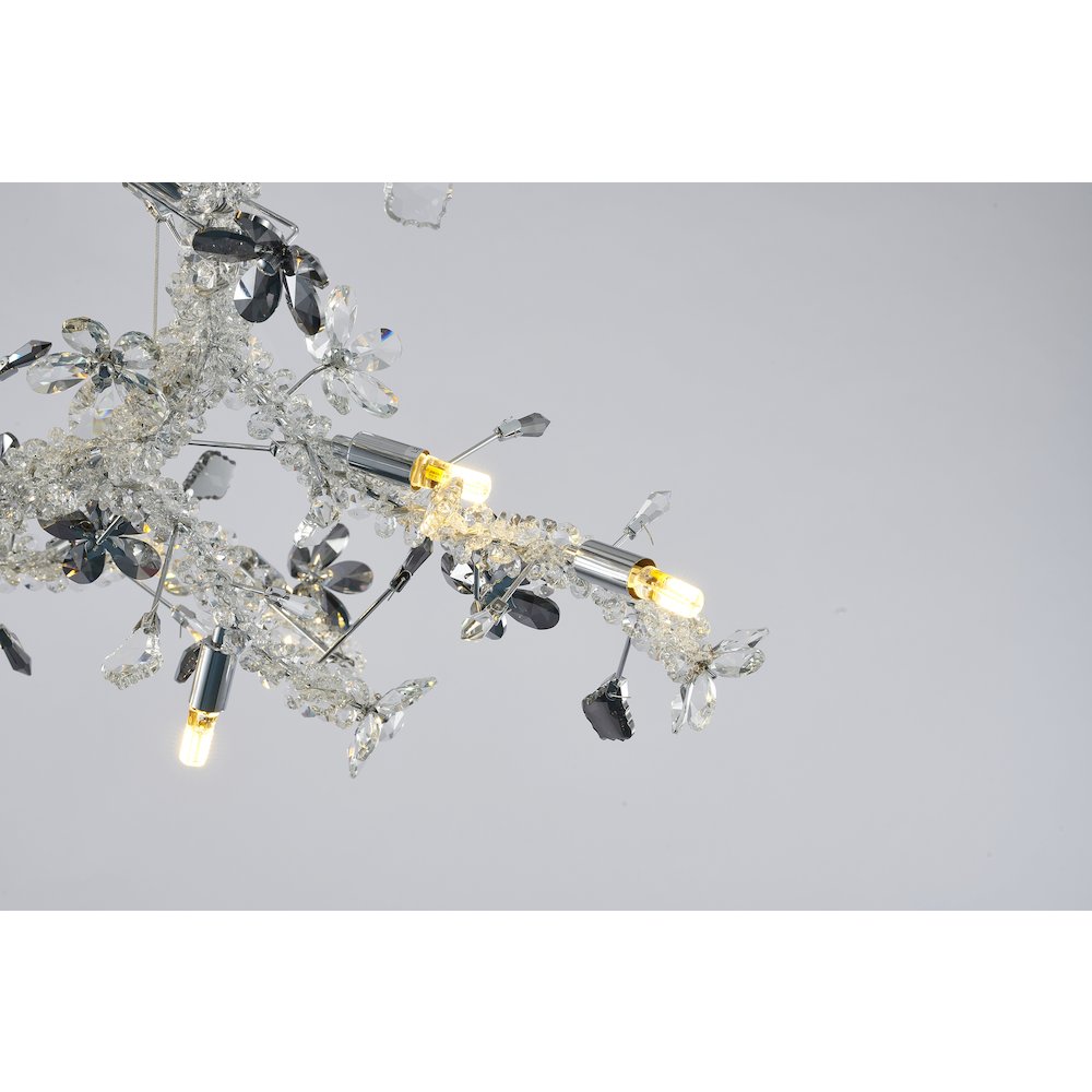 20-Light Chrome Chandelier With Clear And Smoke Crystals