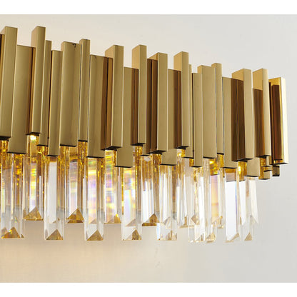 8-Light Gold Stainless Steel Wall Sconce With Crystals