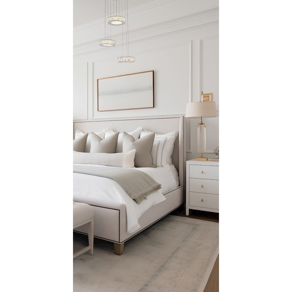 4-Light Chrome LED Chandelier With Clear Crystals