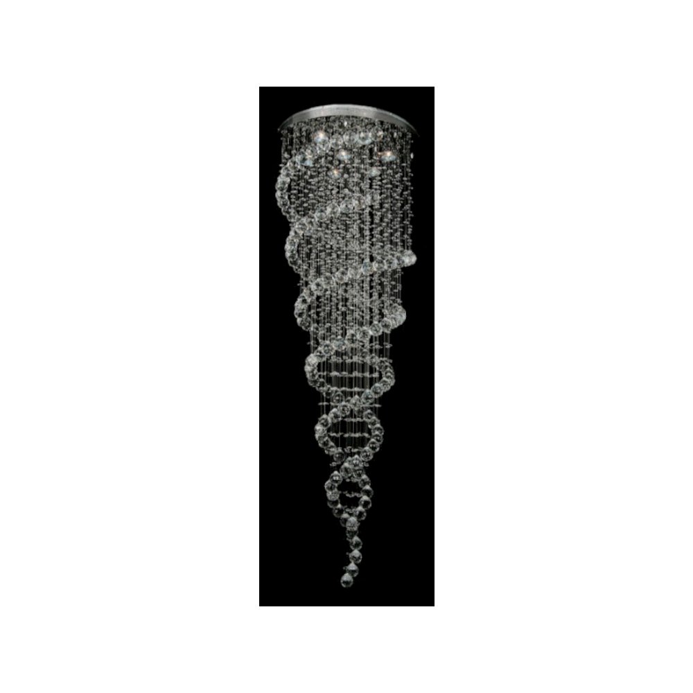 10-Light Chrome Chandelier With Clear Hanging Crystals
