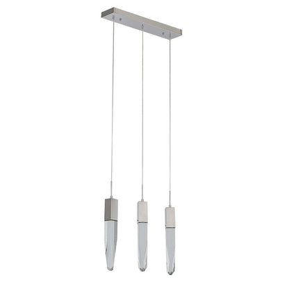3-Light Chrome Island Lighting With A Clear iceberg bubble Crystal
