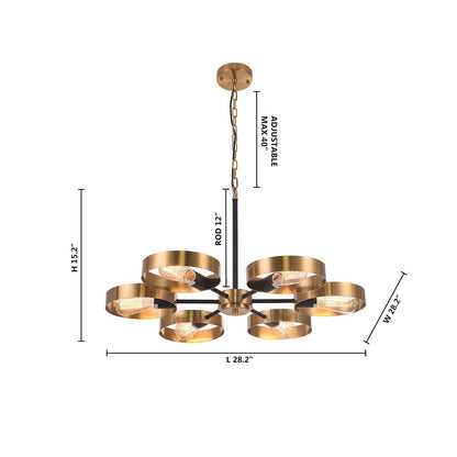 6-Light Black And Golden Bronze Accents Chandelier
