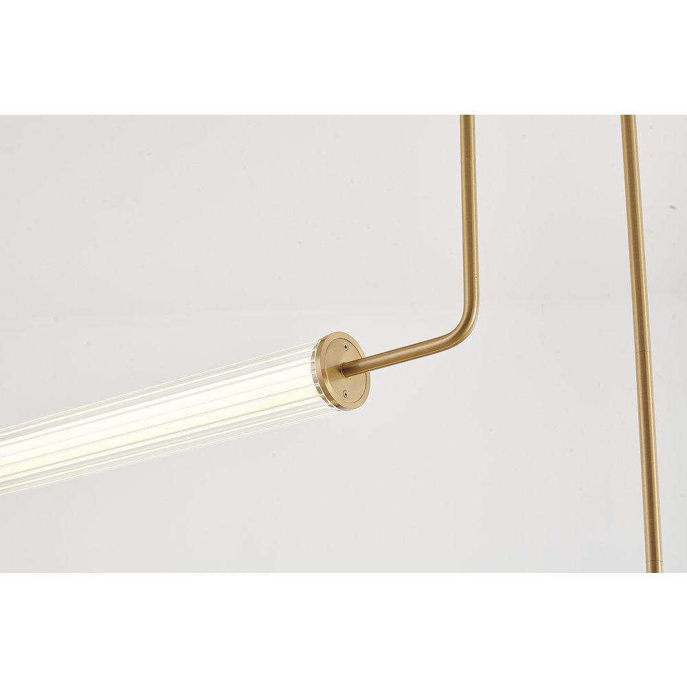 2-Light Brass LED Chandelier With Clear And White Glass Cylinder Shades