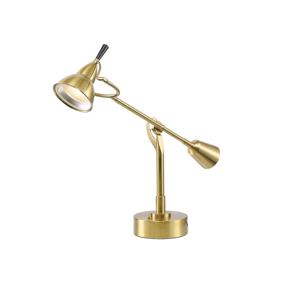 1-Light Brass Iron Table Lamp With A Shade And Clear Glass Cover
