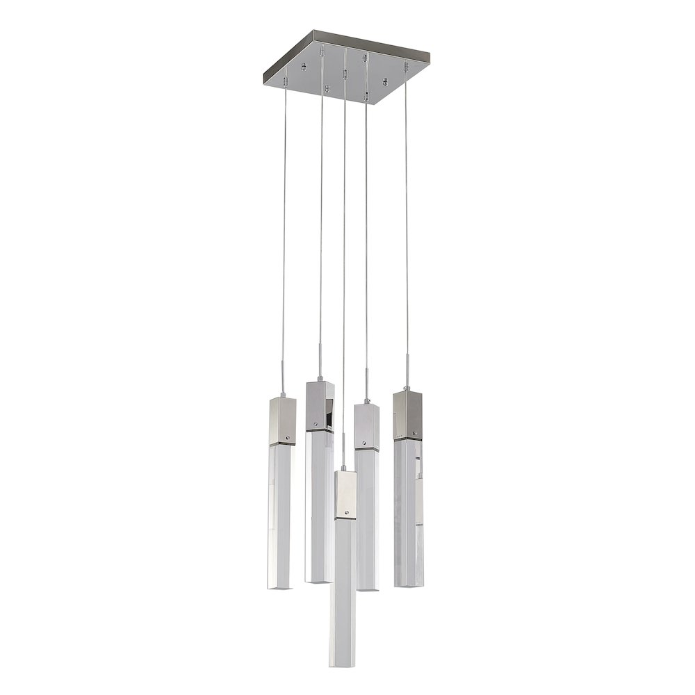 5-Light Chrome Chandelier With A Clear Crystal