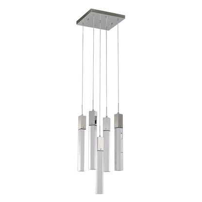 5-Light Chrome Chandelier With A Clear Crystal
