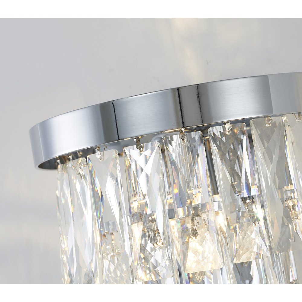 3-Light Chrome Wall Sconce With Clear Hanging Crystals
