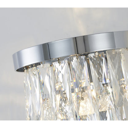 3-Light Chrome Wall Sconce With Clear Hanging Crystals
