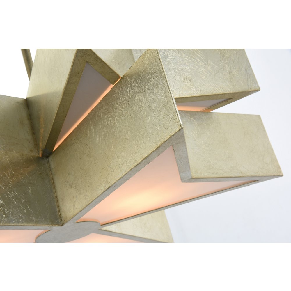 6-Light Silver Leaf Chandelier With An Acrylic Cover