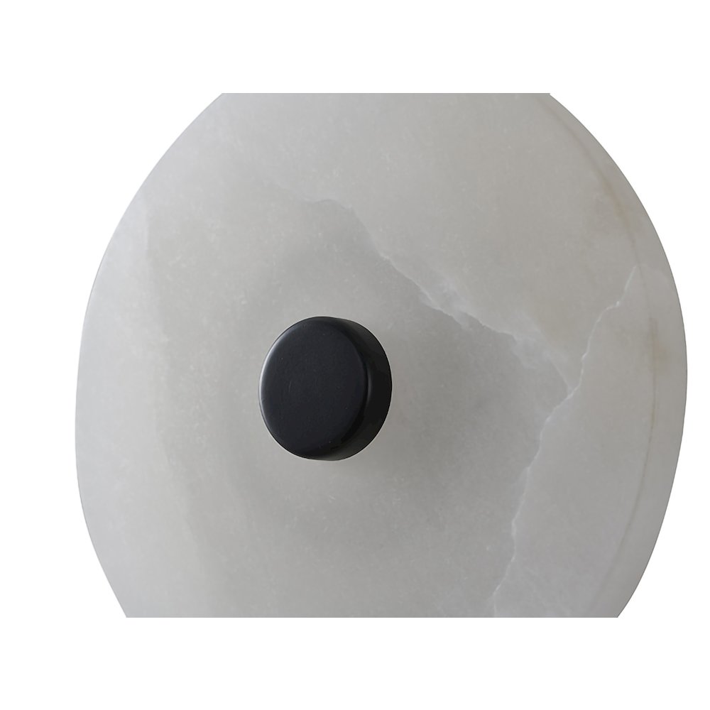 1-Light Satin Black Metal LED Wall Sconce With A Alabaster Shade