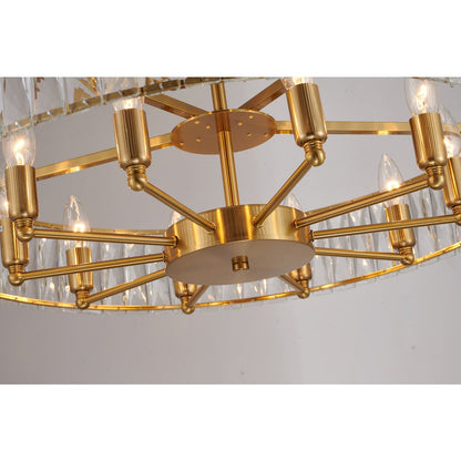 10-Light Gold Chandelier With Clear Crystals