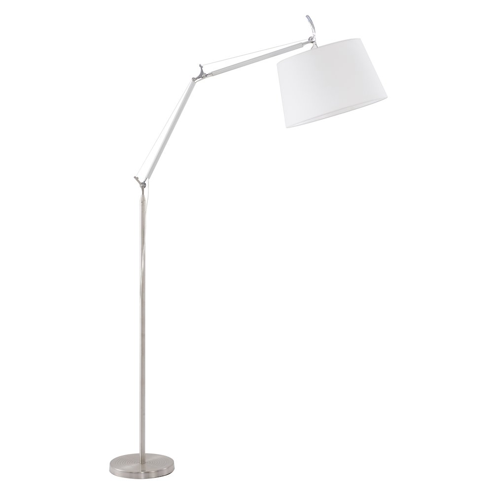 1-Light Chrome Floor Lamp With A White Linen Drum