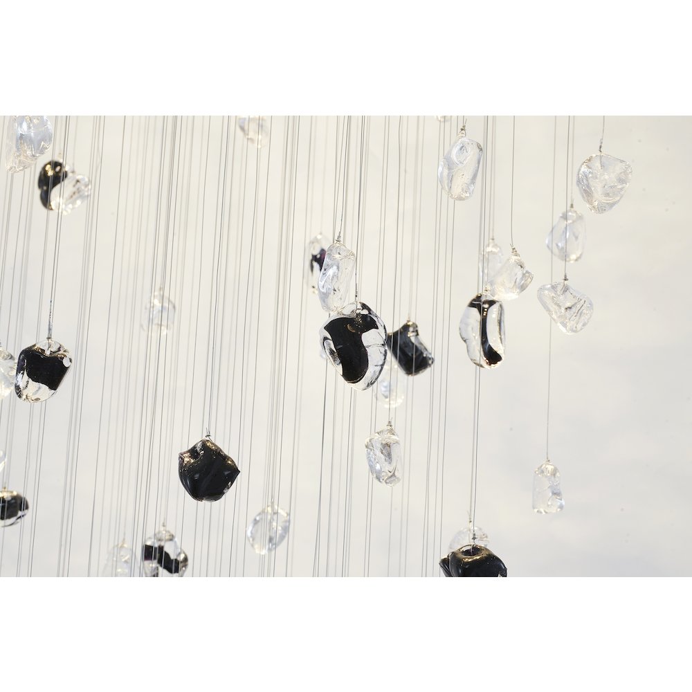 9-Light Chrome Flushed Chandelier With Smoke And Clear Glass Stones