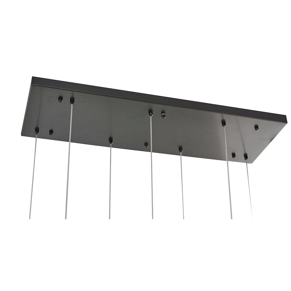 7-Light Matte Black Island Lighting With A Clear Bubble Crystal