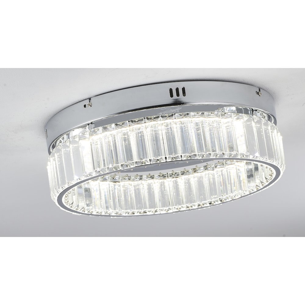 1-Light Chrome Dimmable LED Flush Mount With Clear Crystals