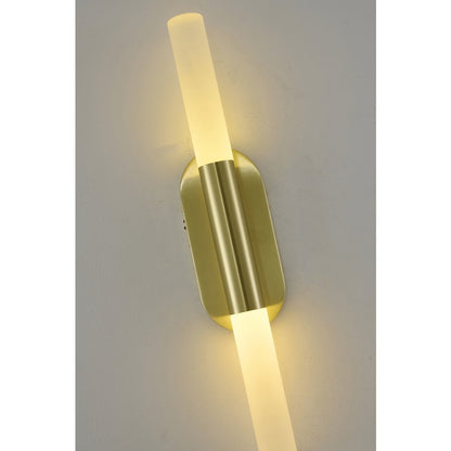 2-Light Satin Brass Wall Sconce Lighting With White Frosted Acrylic Shades